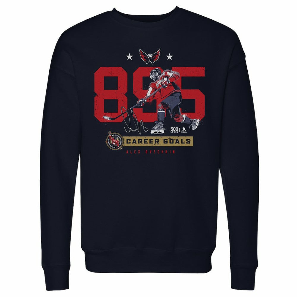 NHL Navy Alexander Ovechkin Washington Capitals 500 Level Number Pullover Sweatshirt