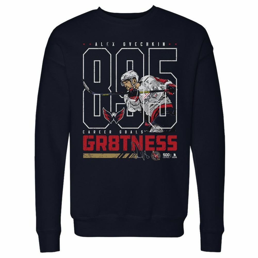 NHL Navy Alexander Ovechkin Washington Capitals 500 Level Outline Pullover Sweatshirt