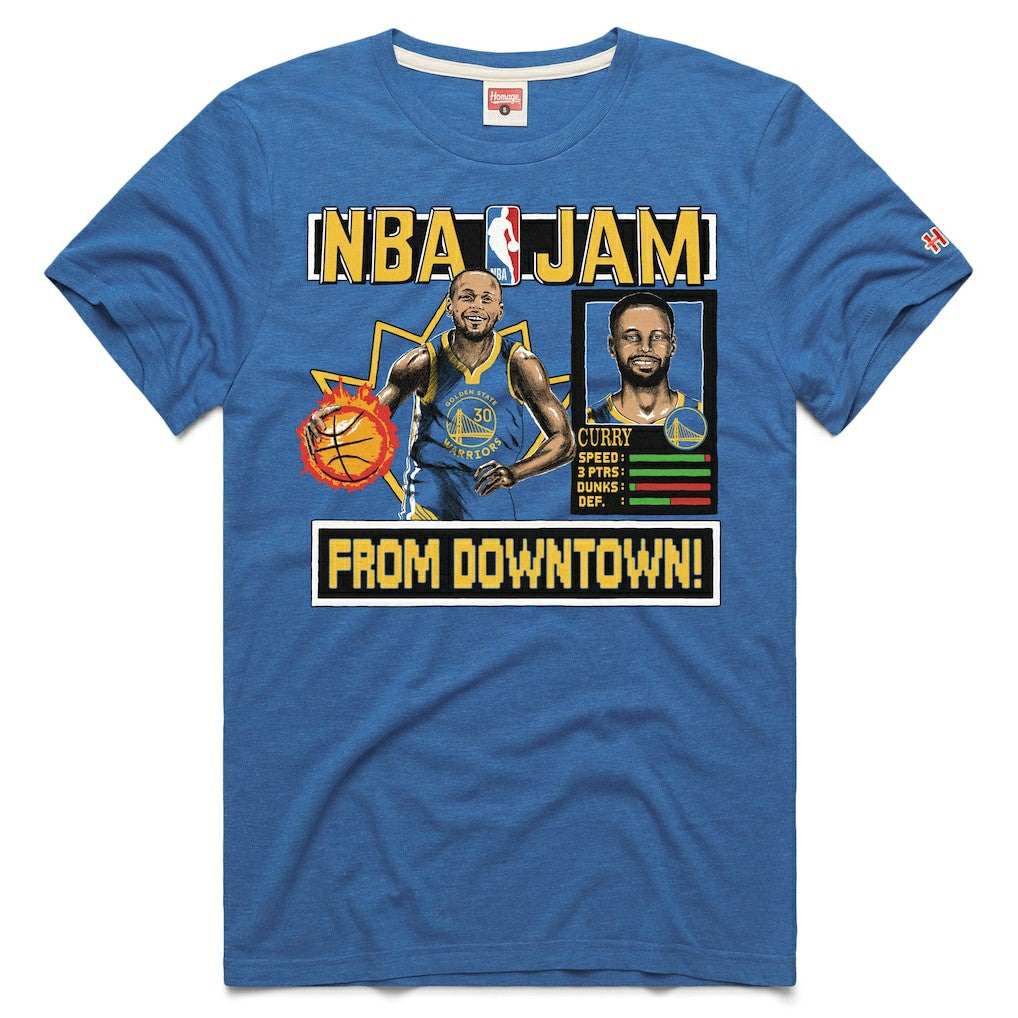 NBA Stephen Curry Golden State Warriors Homage Unisex NBA Jam Tri-Blend T-Shirt sale