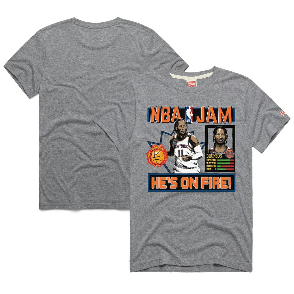NBA Jalen Brunson New York Knicks Homage Unisex NBA Jam Tri-Blend T-Shirt
