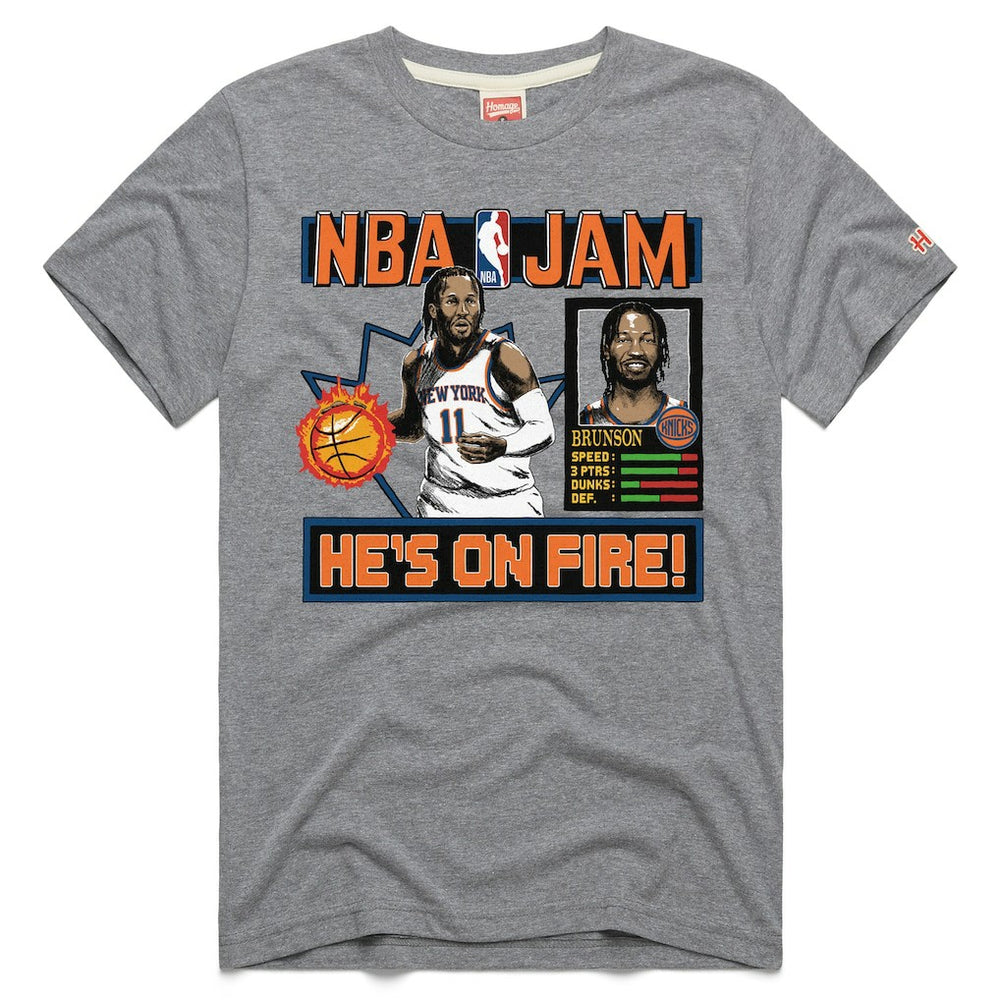 NBA Jalen Brunson New York Knicks Homage Unisex NBA Jam Tri-Blend T-Shirt