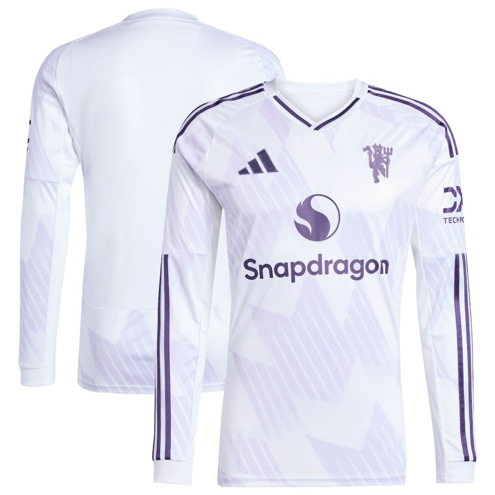 Manchester United 2025/26 Away Replica Long Sleeve Jersey - Adidas White