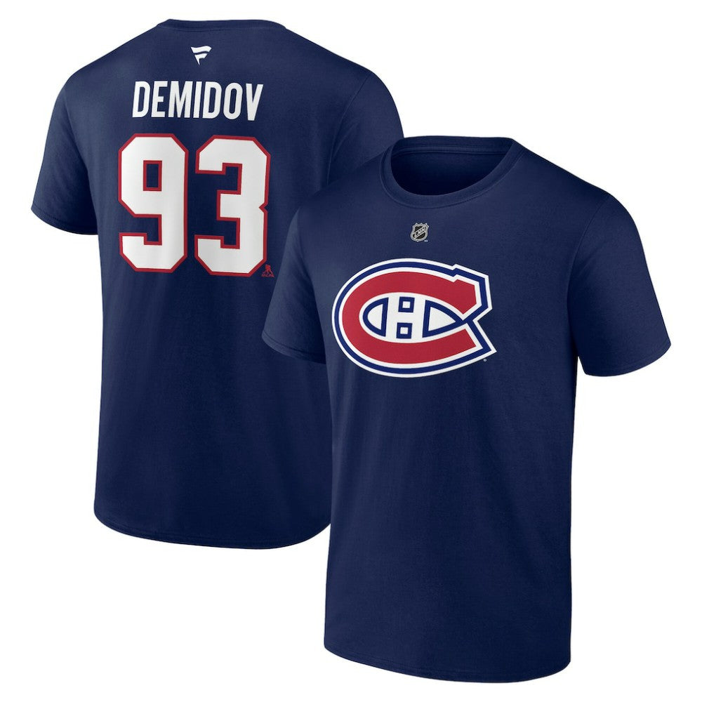 NHL Navy Ivan Demidov Montreal Canadiens Fanatics Authentic Stack Name & Number T-Shirt