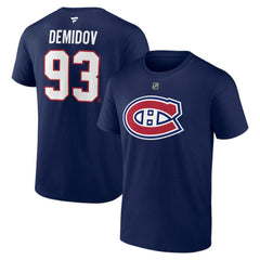 NHL Navy Ivan Demidov Montreal Canadiens Fanatics Authentic Stack Name & Number T-Shirt