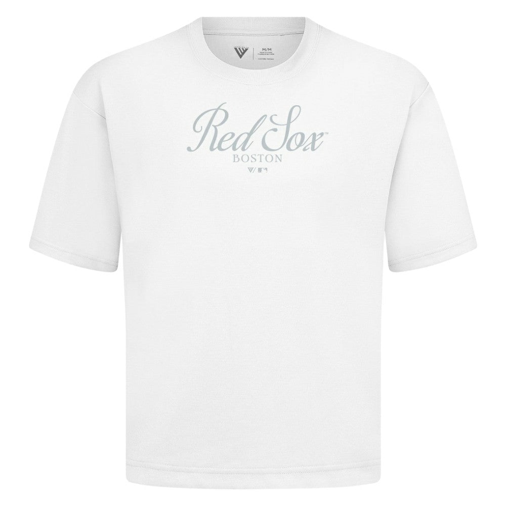 MLB Boston Red Sox Levelwear Ethereal Oversized Luxe Signature Knit T-Shirt
