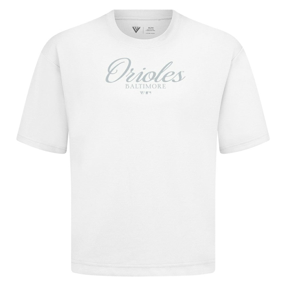 MLB Baltimore Orioles Levelwear Ethereal Oversized Luxe Signature Knit T-Shirt