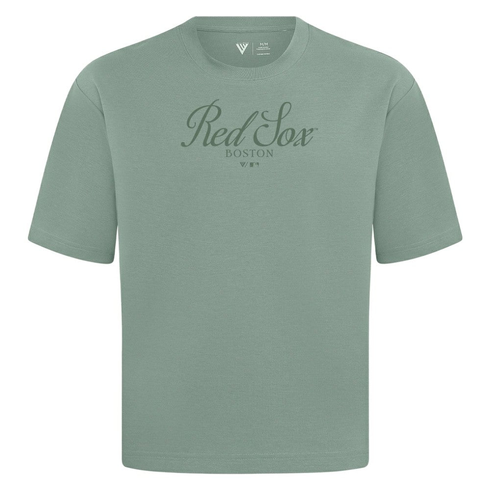 MLB Boston Red Sox Levelwear Ethereal Oversized Luxe Signature Knit T-Shirt