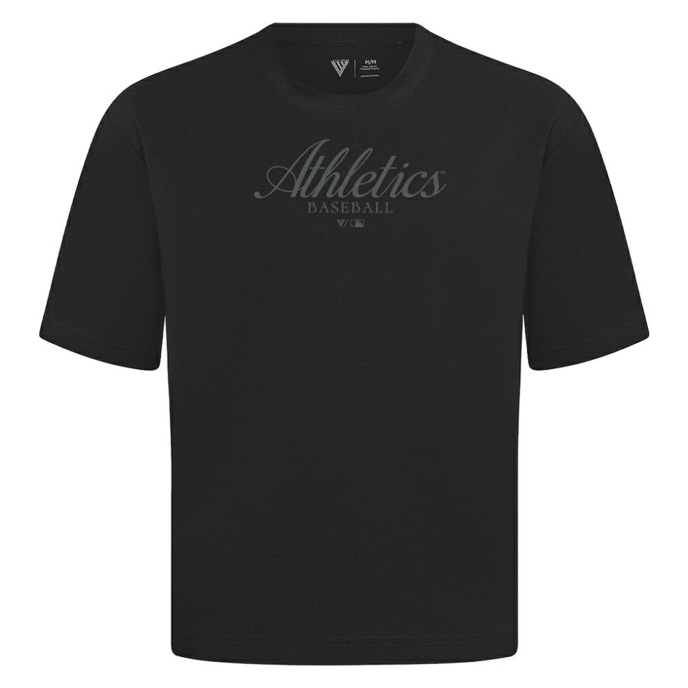 MLB Athletics Levelwear Ethereal Oversized Luxe Signature Knit T-Shirt