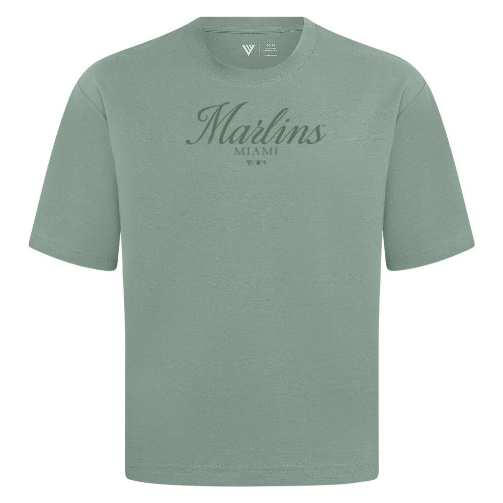 MLB Miami Marlins Levelwear Ethereal Oversized Luxe Signature Knit T-Shirt