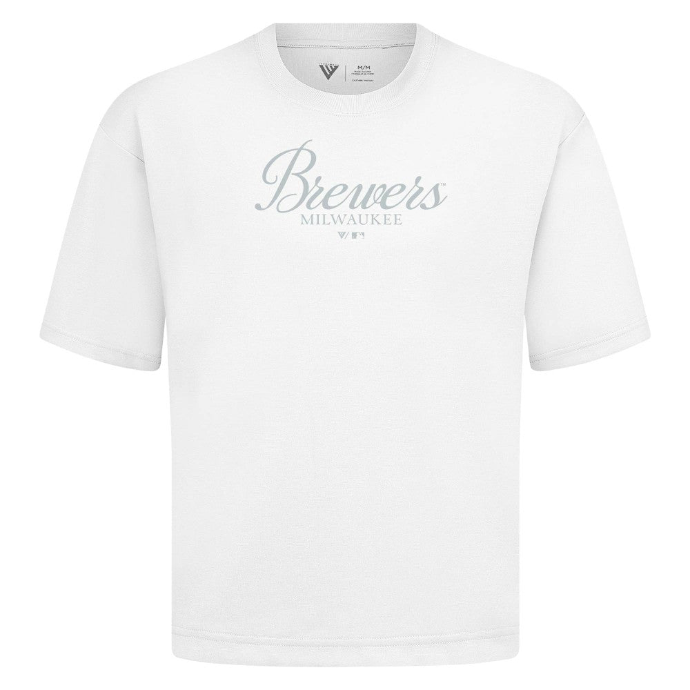 MLB Milwaukee Brewers Levelwear Ethereal Oversized Luxe Signature Knit T-Shirt