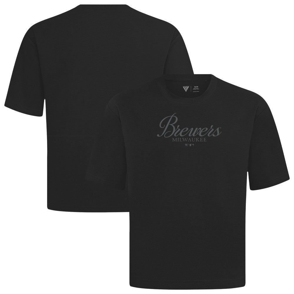 MLB Milwaukee Brewers Levelwear Ethereal Oversized Luxe Signature Knit T-Shirt