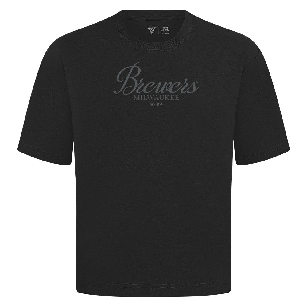 MLB Milwaukee Brewers Levelwear Ethereal Oversized Luxe Signature Knit T-Shirt