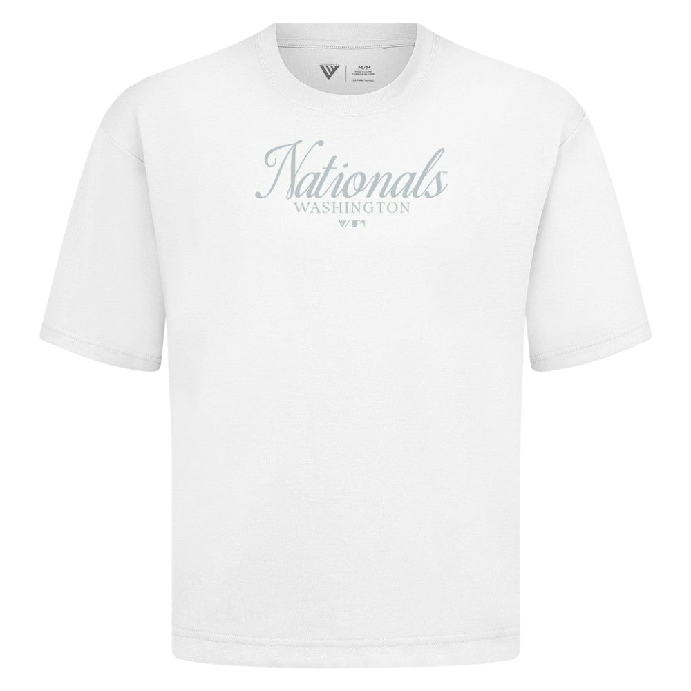 MLB Washington Nationals Levelwear Ethereal Oversized Luxe Signature Knit T-Shirt