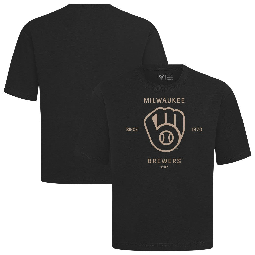 MLB Milwaukee Brewers Levelwear Crossway Oversized Luxe Signature Knit T-Shirt