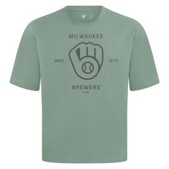 MLB Milwaukee Brewers Levelwear Crossway Oversized Luxe Signature Knit T-Shirt