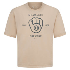 MLB Milwaukee Brewers Levelwear Crossway Oversized Luxe Signature Knit T-Shirt