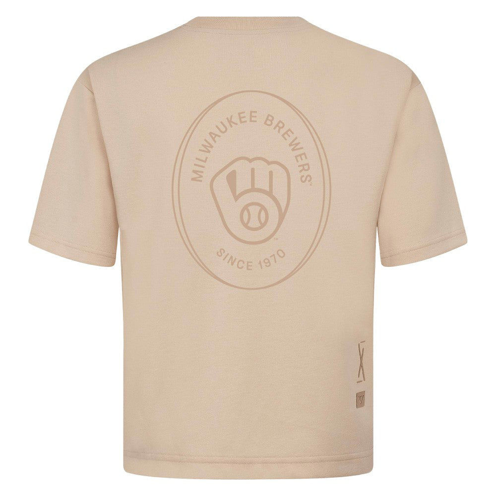MLB Milwaukee Brewers Levelwear Signet Oversized Luxe Signature Knit T-Shirt