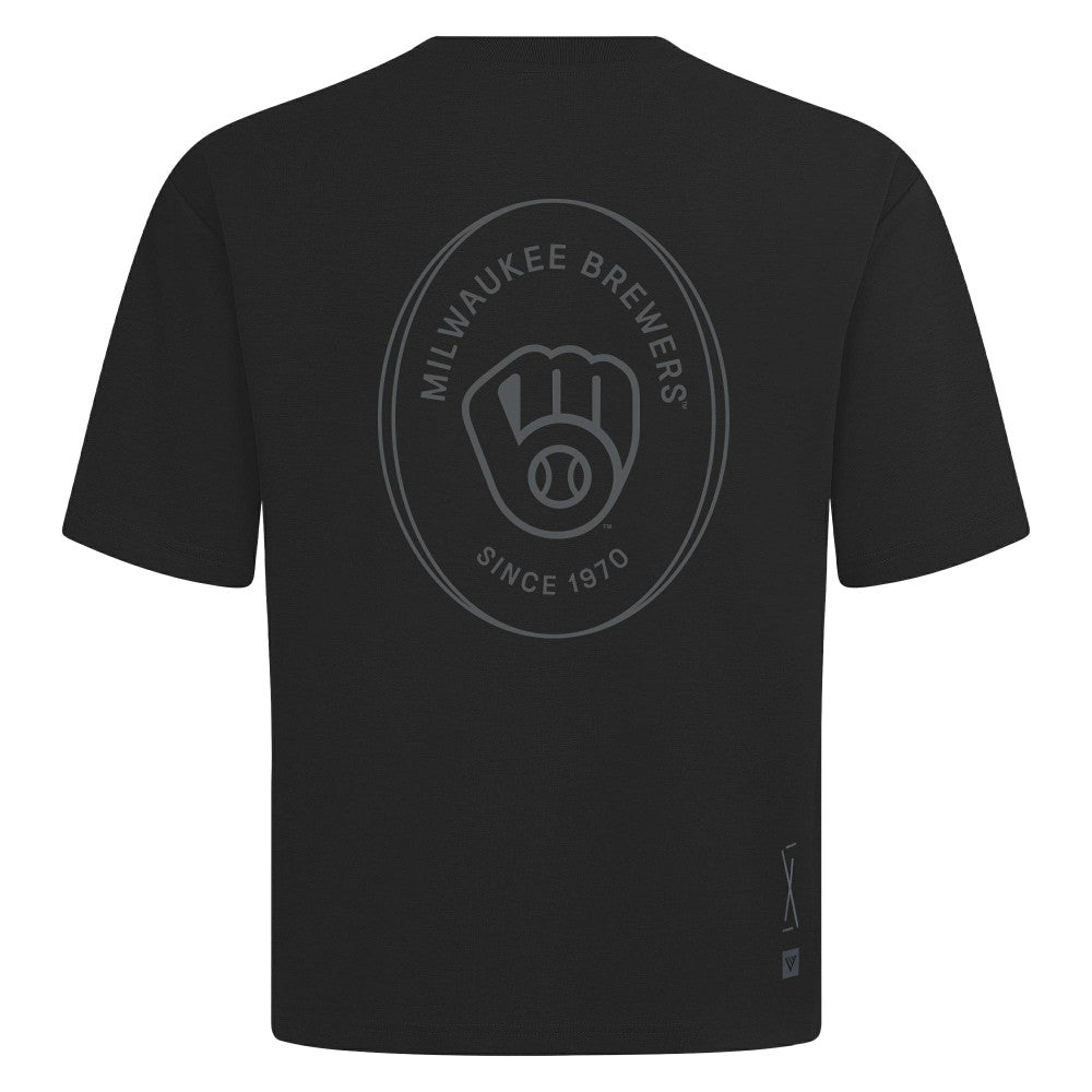 MLB Milwaukee Brewers Levelwear Signet Oversized Luxe Signature Knit T-Shirt