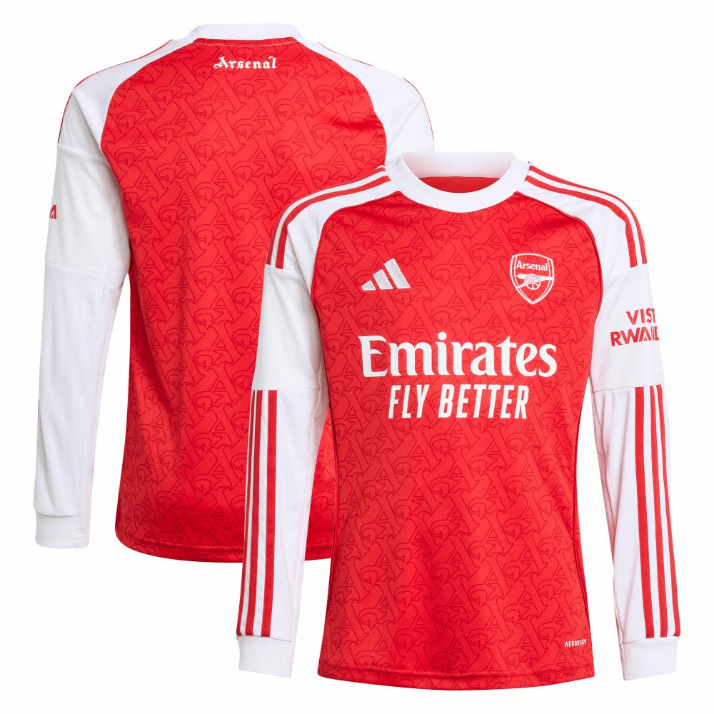 Arsenal Youth 2025/26 Home Replica Long Sleeve Jersey - Adidas Red