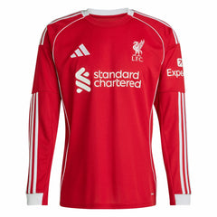 Liverpool 2025/26 Home Replica Long Sleeve Jersey - Adidas Red