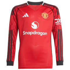 Manchester United Youth Home 2025/26 Replica Long Sleeve Jersey - Adidas Red