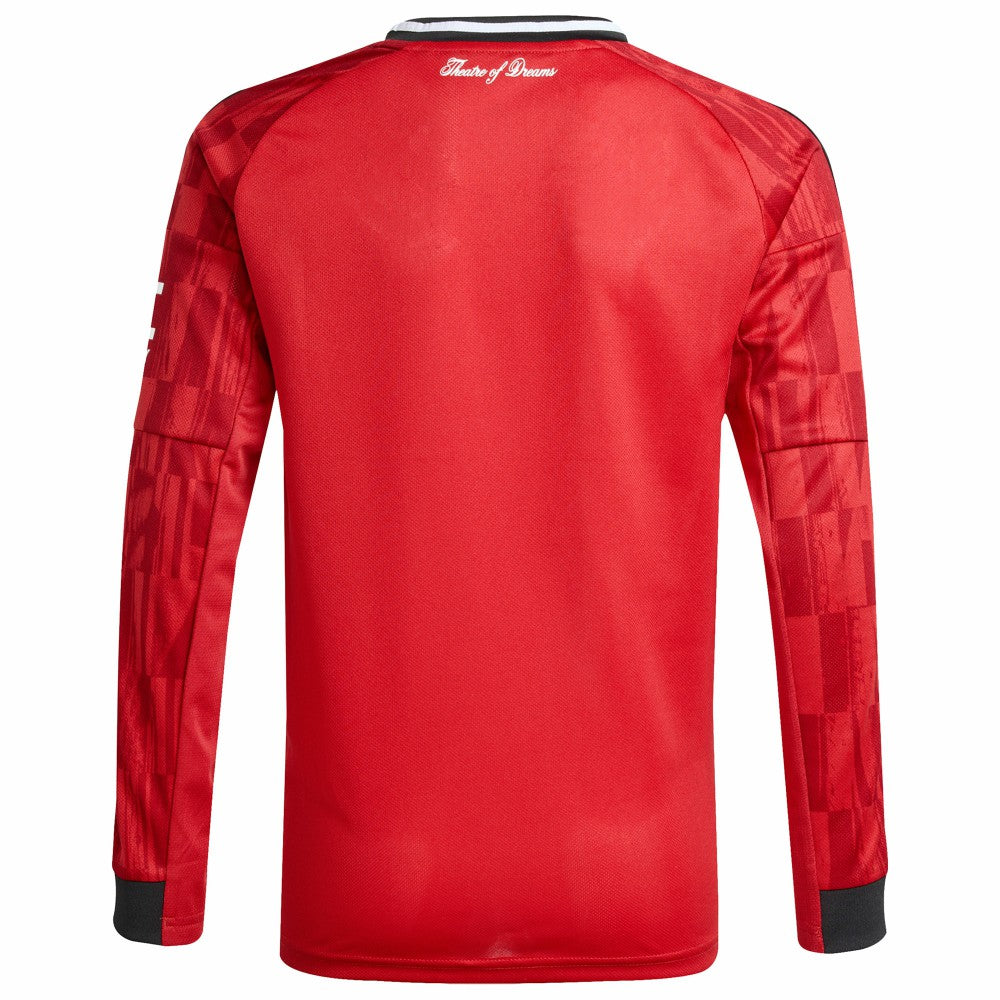 Manchester United Youth Home 2025/26 Replica Long Sleeve Jersey - Adidas Red