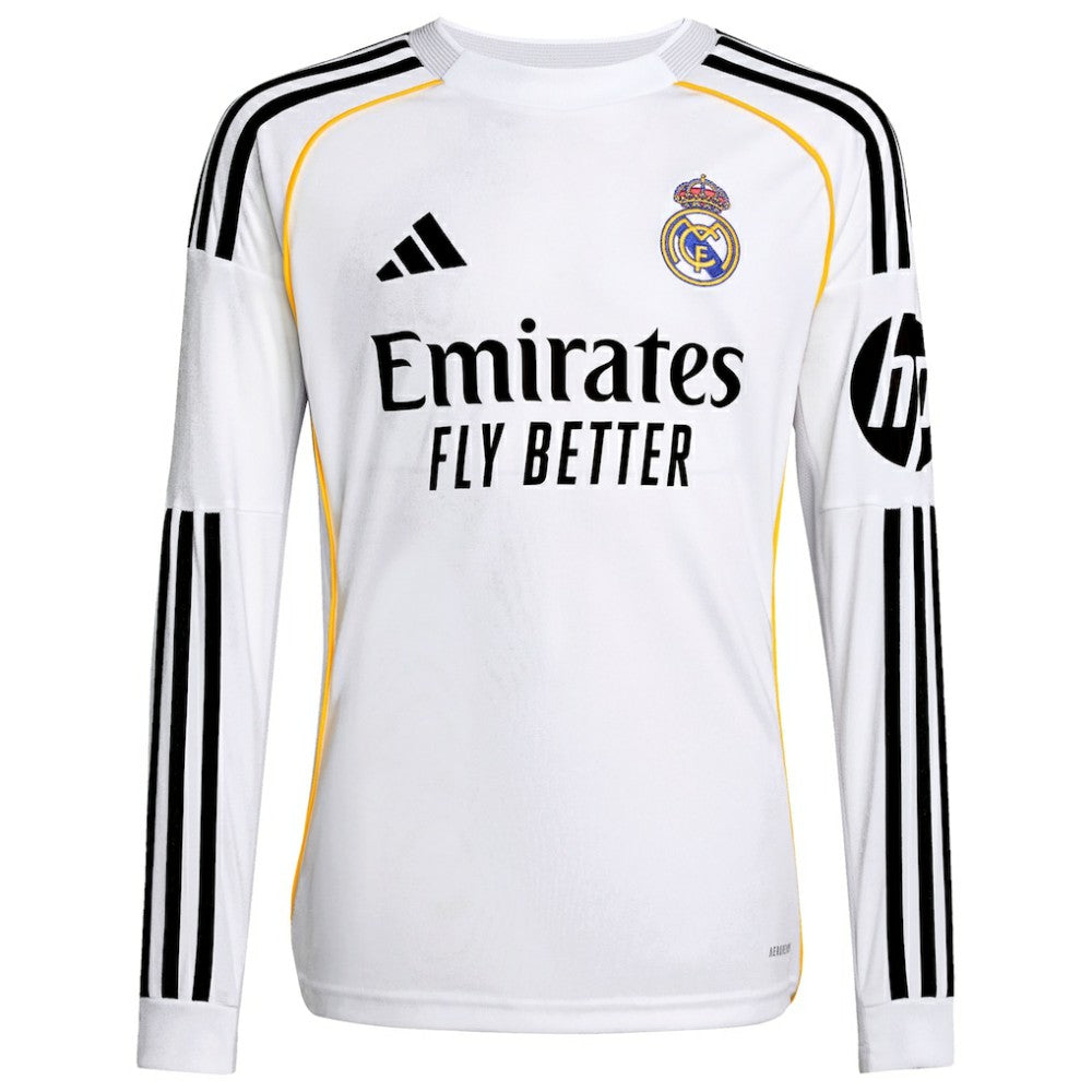 Real Madrid Youth 2025/26 Home Replica Long Sleeve Jersey - Adidas White