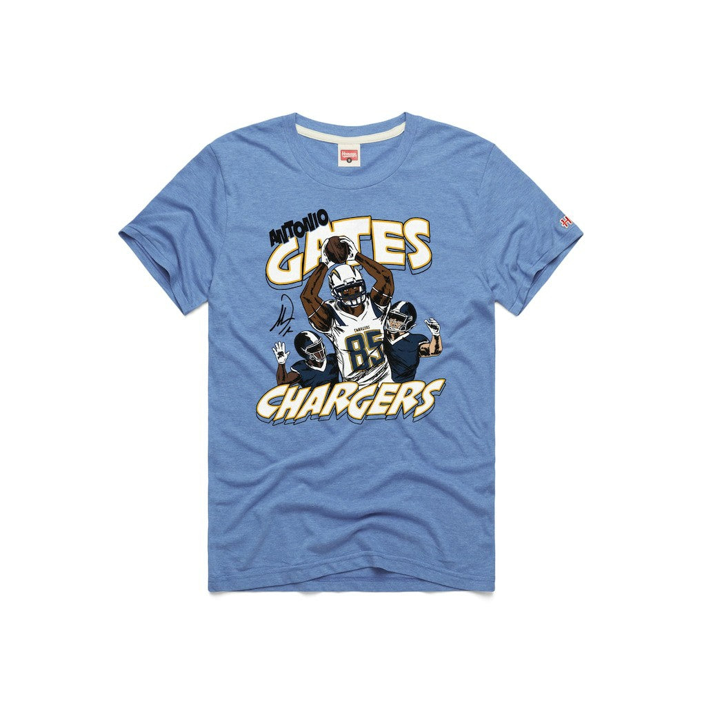 Antonio Gates  Homage Unisex Caricature Retired Player Tri-Blend T-Shirt - Los Angeles Chargers