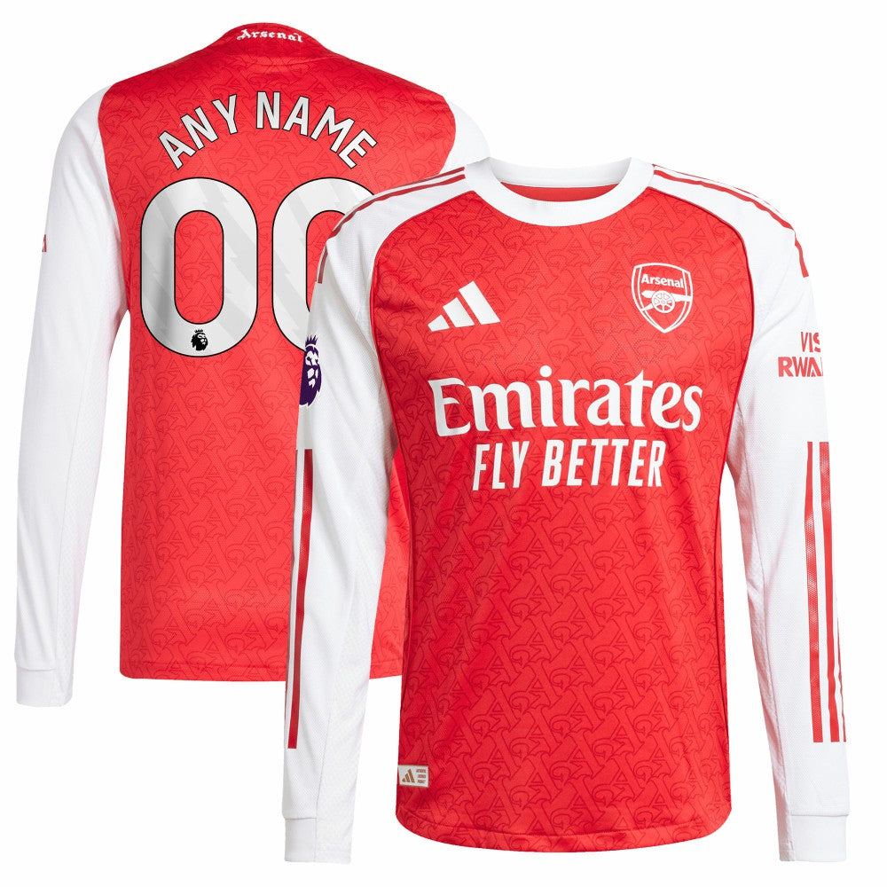 Arsenal 2025/26 Home Long Sleeve Custom Jersey - Adidas Red