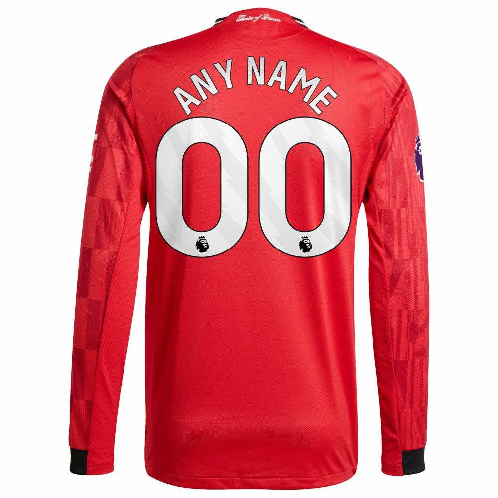 Manchester United Home 2025/26 Custom Long Sleeve Jersey - Adidas Red
