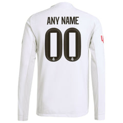 Real Madrid 2025/26 Home Long Sleeve Custom Jersey - Adidas White