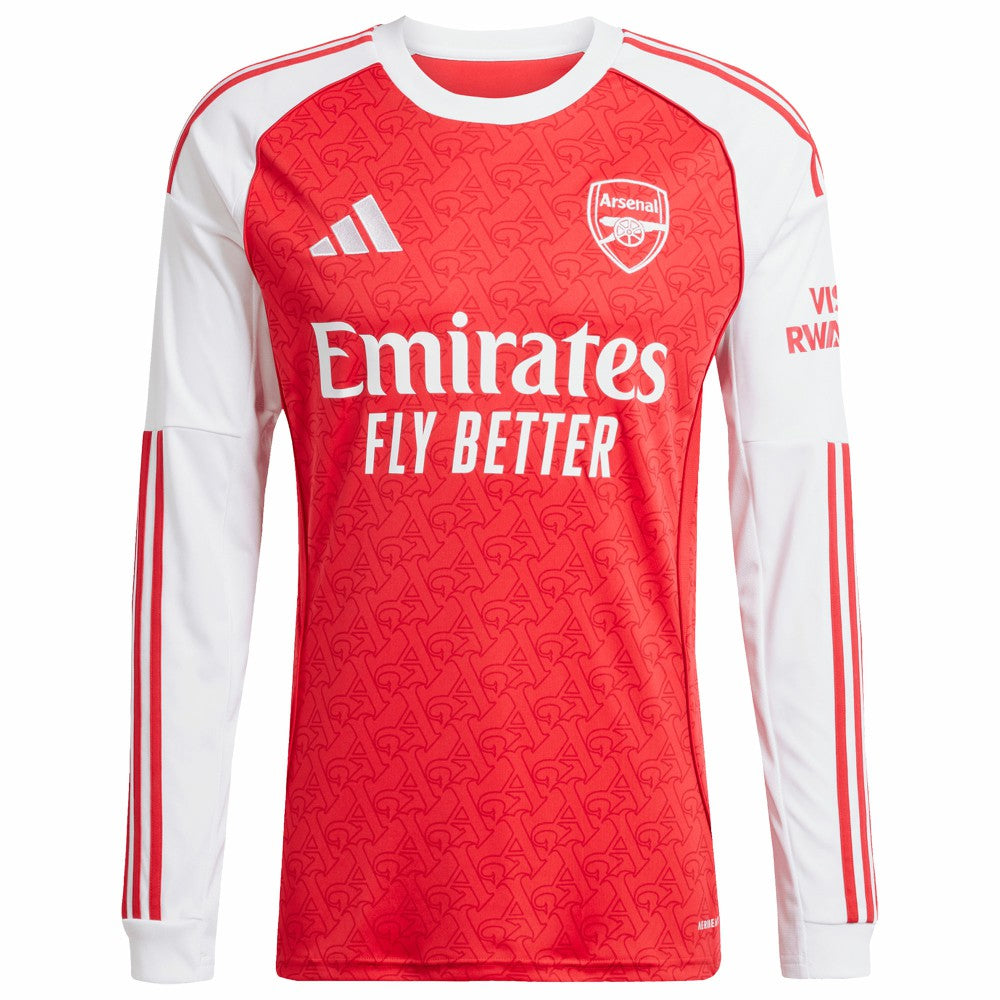 Arsenal 2025/26 Home Replica Long Sleeve Custom Jersey - Adidas Red