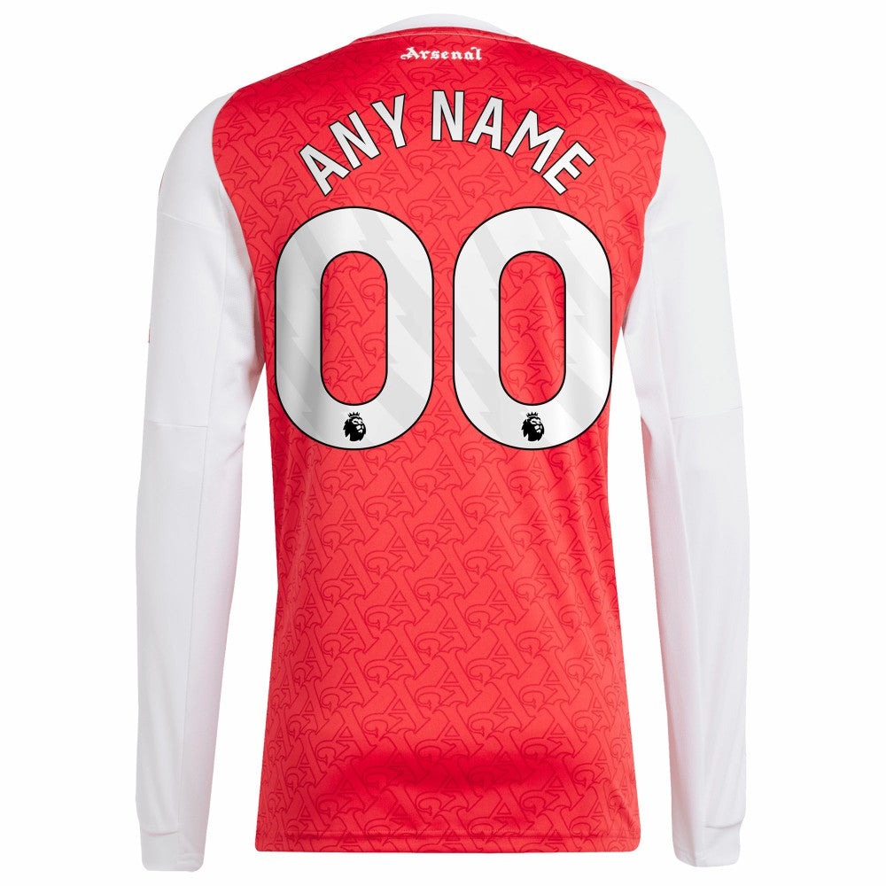 Arsenal 2025/26 Home Replica Long Sleeve Custom Jersey - Adidas Red