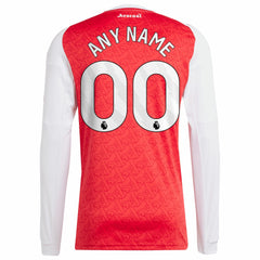 Arsenal 2025/26 Home Replica Long Sleeve Custom Jersey - Adidas Red
