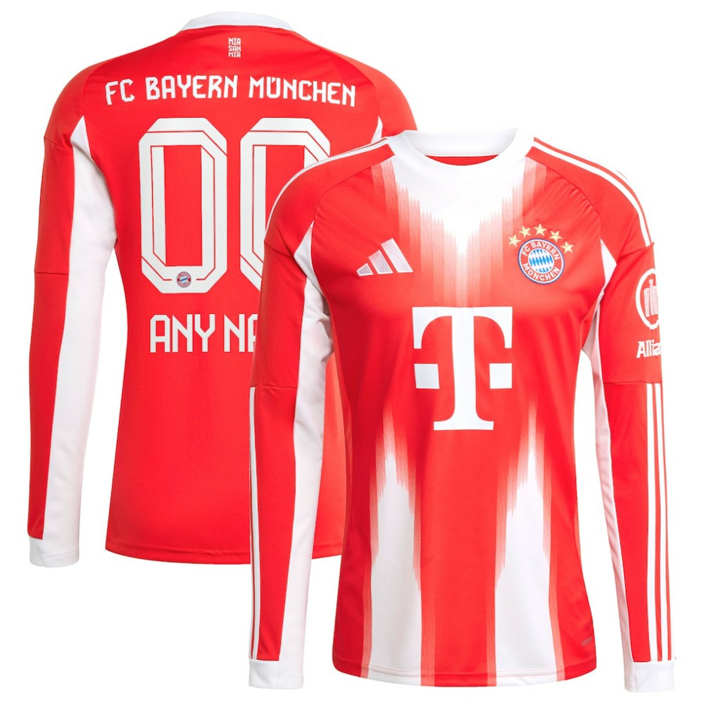 Bayern Munich 2025/26 Home Replica Long Sleeve Custom Jersey - Adidas Red