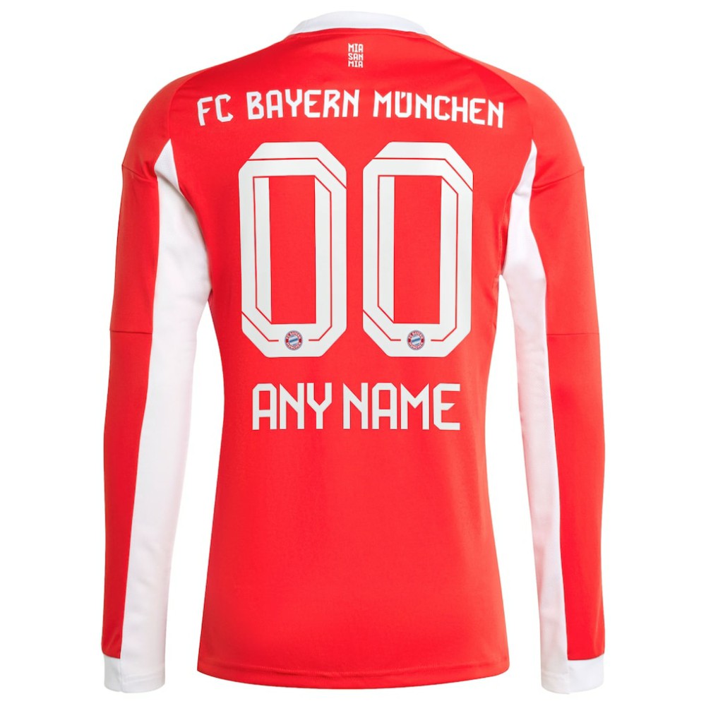 Bayern Munich 2025/26 Home Replica Long Sleeve Custom Jersey - Adidas Red