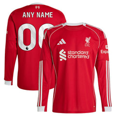 Liverpool 2025/26 Home Custom Replica Long Sleeve Jersey - Adidas Red