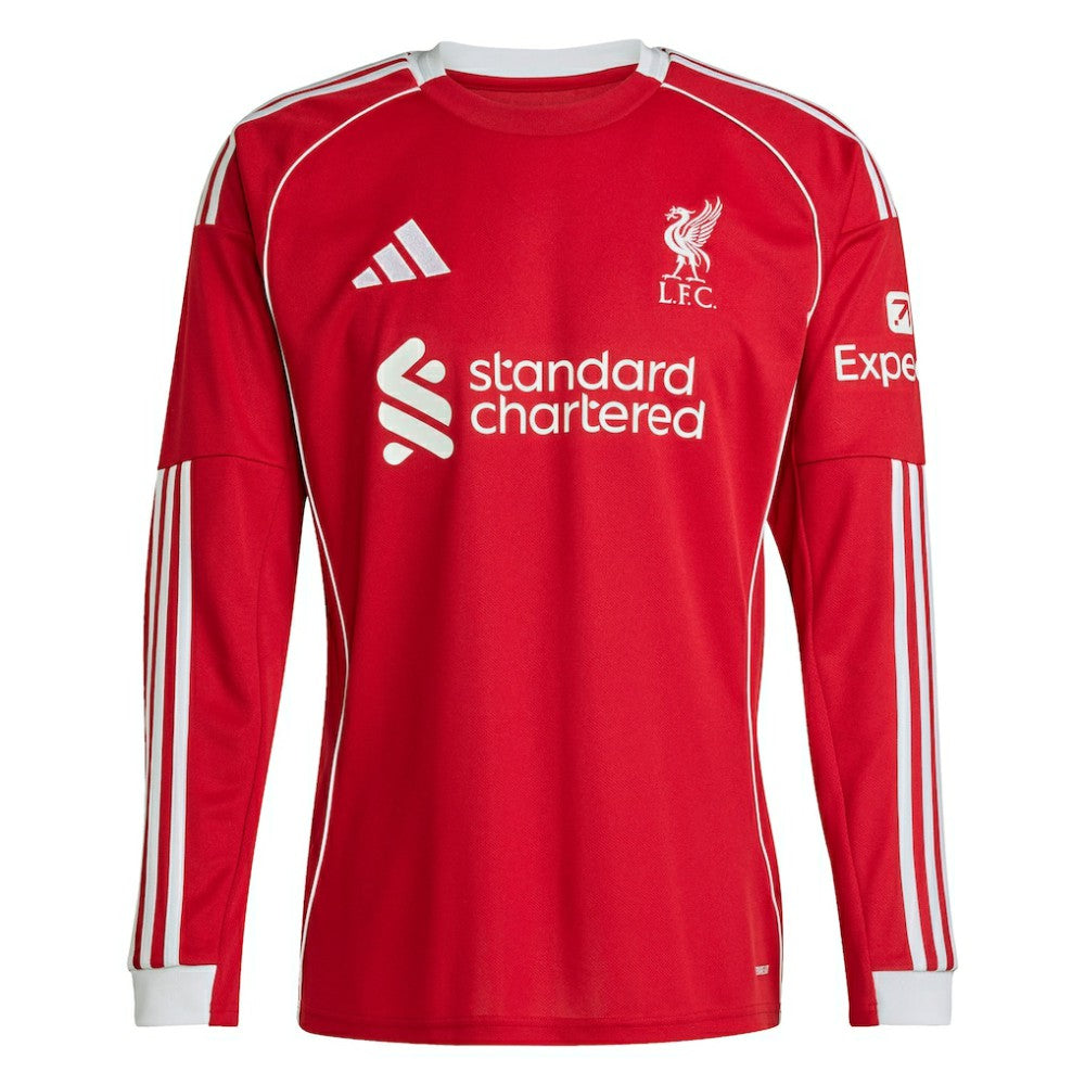 Liverpool 2025/26 Home Custom Replica Long Sleeve Jersey - Adidas Red