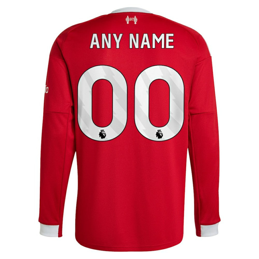 Liverpool 2025/26 Home Custom Replica Long Sleeve Jersey - Adidas Red