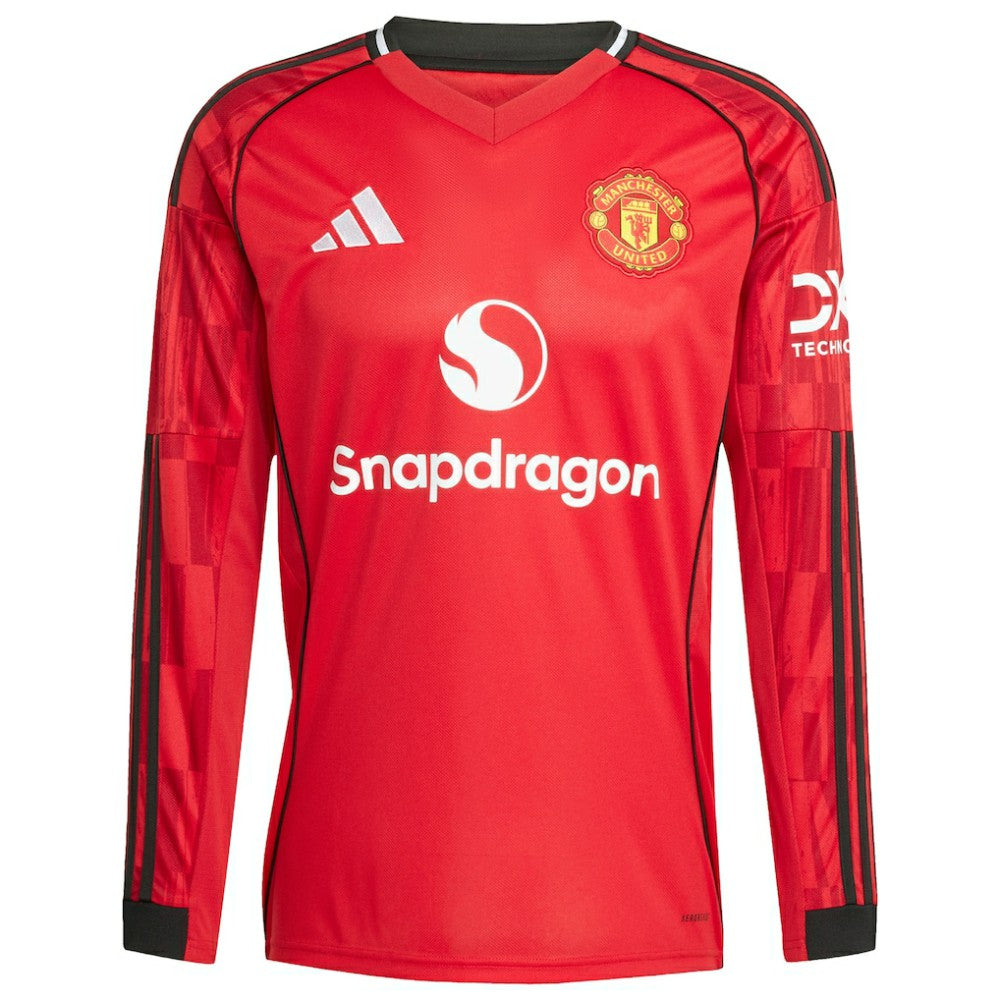 Manchester United Home 2025/26 Custom Replica Long Sleeve Jersey - Adidas Red