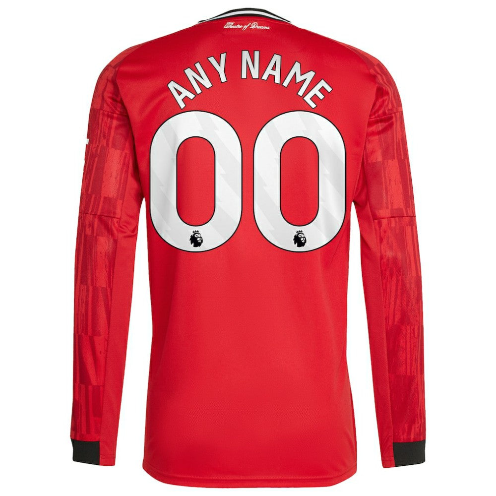 Manchester United Home 2025/26 Custom Replica Long Sleeve Jersey - Adidas Red