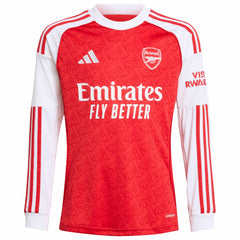 Arsenal Youth 2025/26 Home Replica Long Sleeve Custom Jersey - Adidas Red