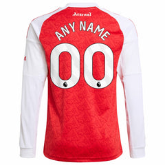 Arsenal Youth 2025/26 Home Replica Long Sleeve Custom Jersey - Adidas Red