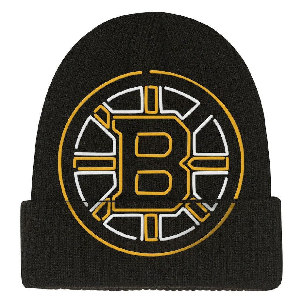 NHL Black Boston Bruins Mitchell & Ness Youth Neon Line Lights Cuffed Knit Hat