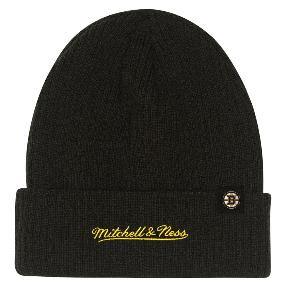 NHL Black Boston Bruins Mitchell & Ness Youth Neon Line Lights Cuffed Knit Hat