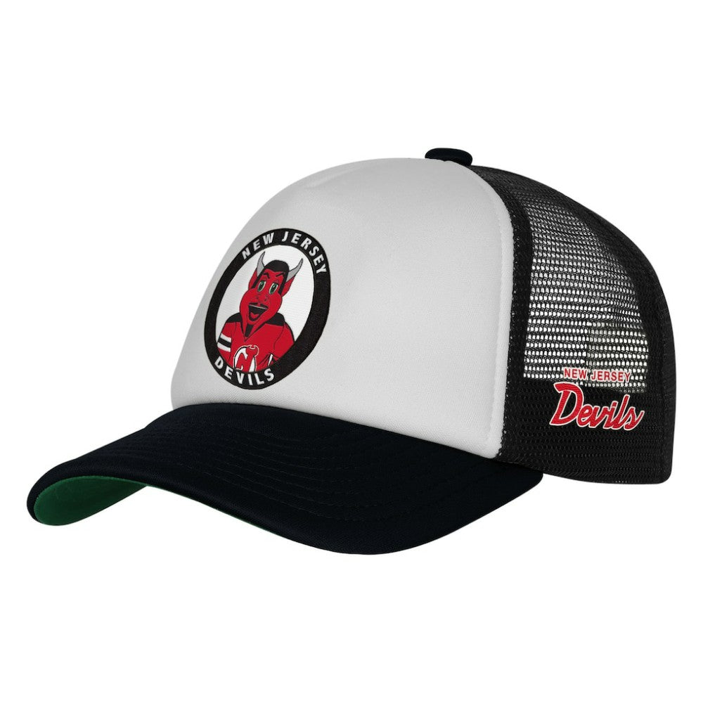 NHL White New Jersey Devils Mitchell & Ness Youth Mascot Adjustable Trucker Hat