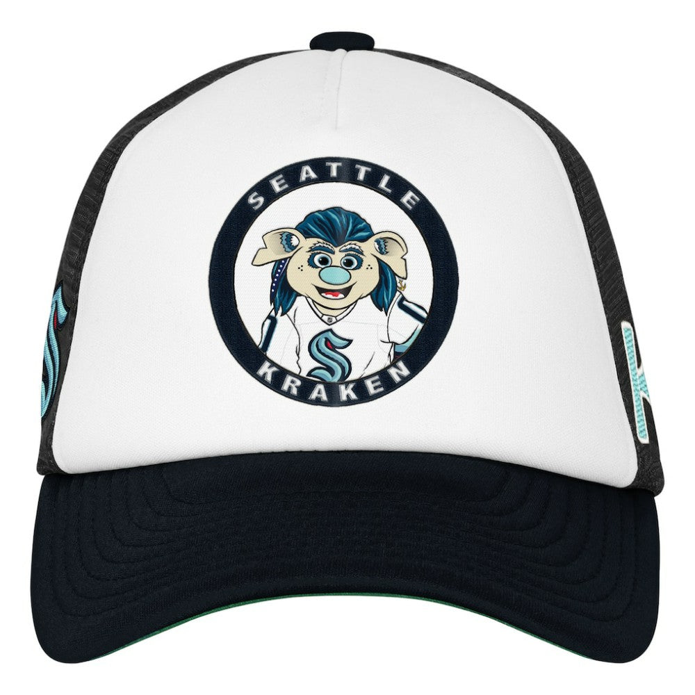 NHL White Seattle Kraken Mitchell & Ness Youth Mascot Adjustable Trucker Hat