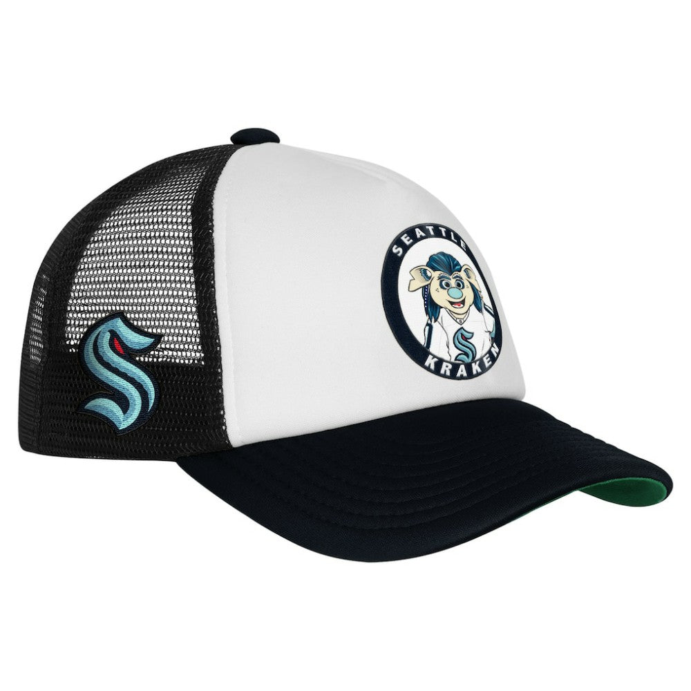 NHL White Seattle Kraken Mitchell & Ness Youth Mascot Adjustable Trucker Hat