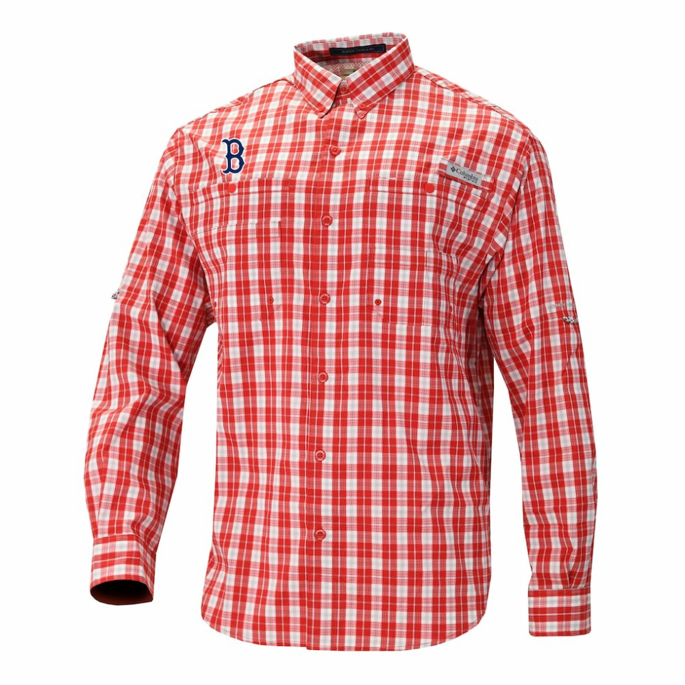 MLB Boston Red Sox Columbia Super Tamiami Omni-Shade Long Sleeve Button-Down Shirt