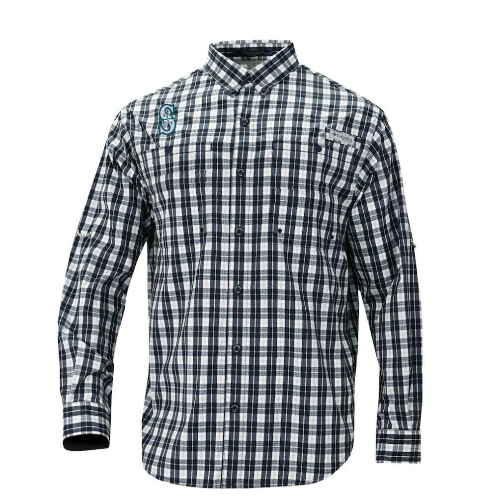 MLB Seattle Mariners Columbia Super Tamiami Omni-Shade Long Sleeve Button-Down Shirt